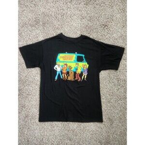 SCOOBY-DOO Shirt Womens Small Black Mystery Machine Embroidered T-Shirt